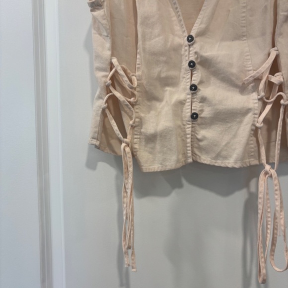 Free People LaLa Lace Up Vest in Ivory - Picture 5 of 7